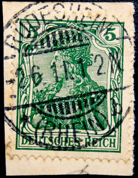 Германия , рейх . 1902 год . Германия с императорской короной . 05 pf. Каталог 1,30 €. 